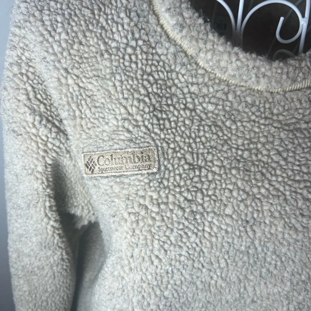 Columbia Unisex Teddy Sherpa Pullover Sweatshirt Size Small Crew/Mock Neck - Picture 3 of 5